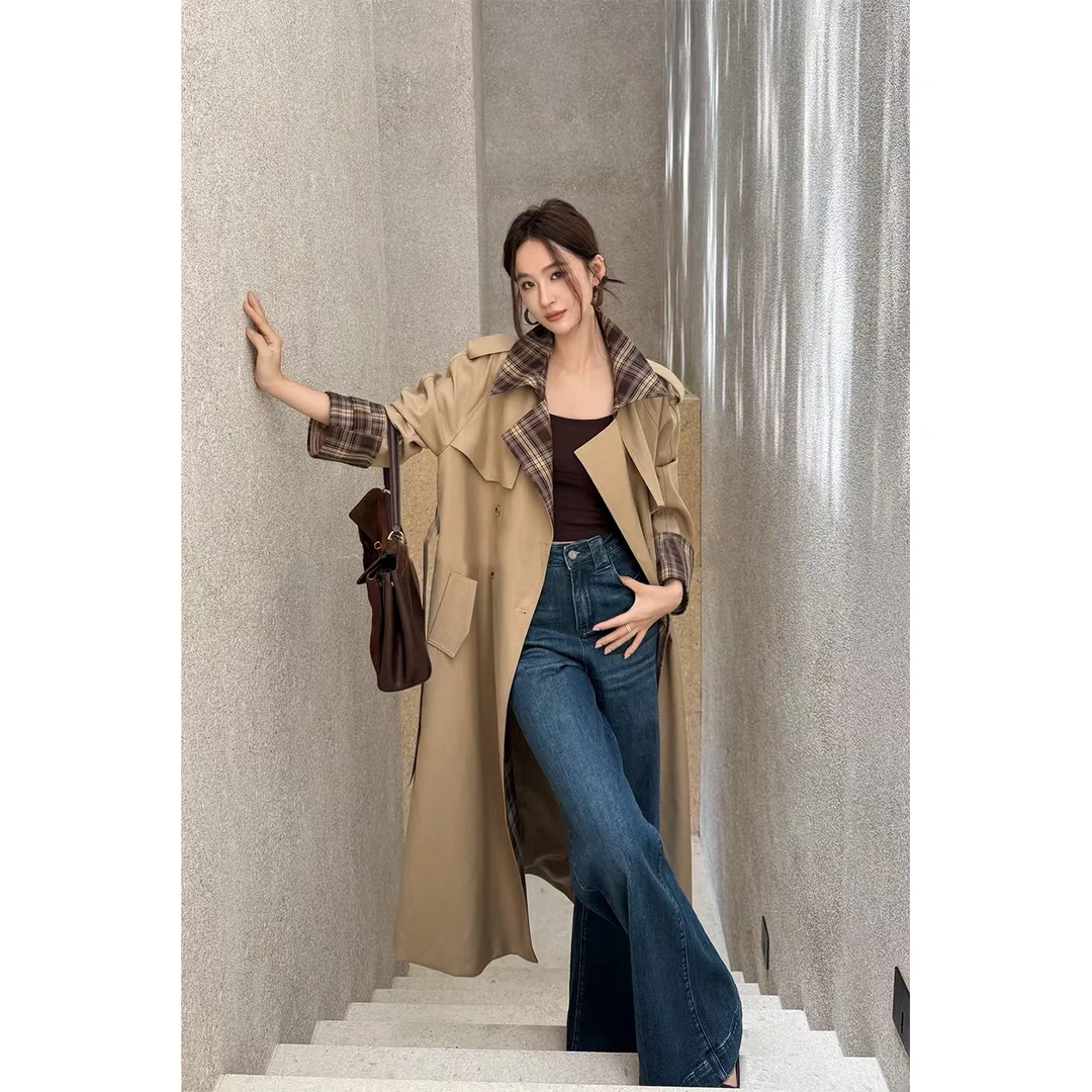 风衣气质宽松显瘦长款薄款翻领轻职风秋季纯色轻奢时尚韩版百搭