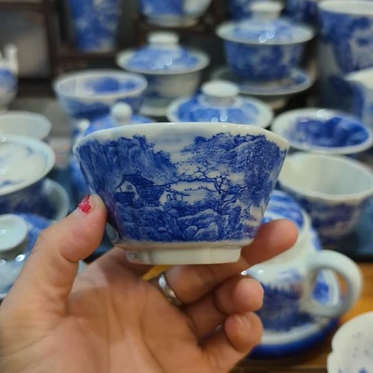 得***茶全手工山水六方杯（本人作品）