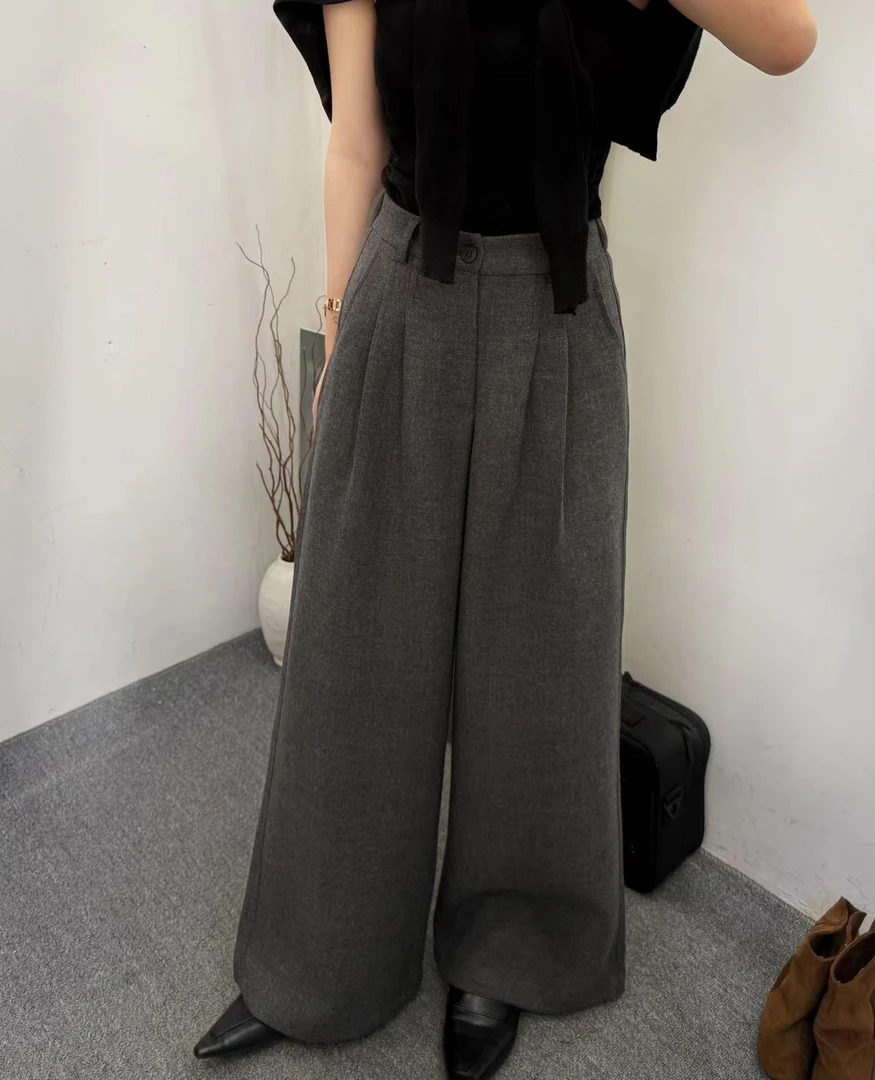 新款韩系百搭阔腿休闲裤25106