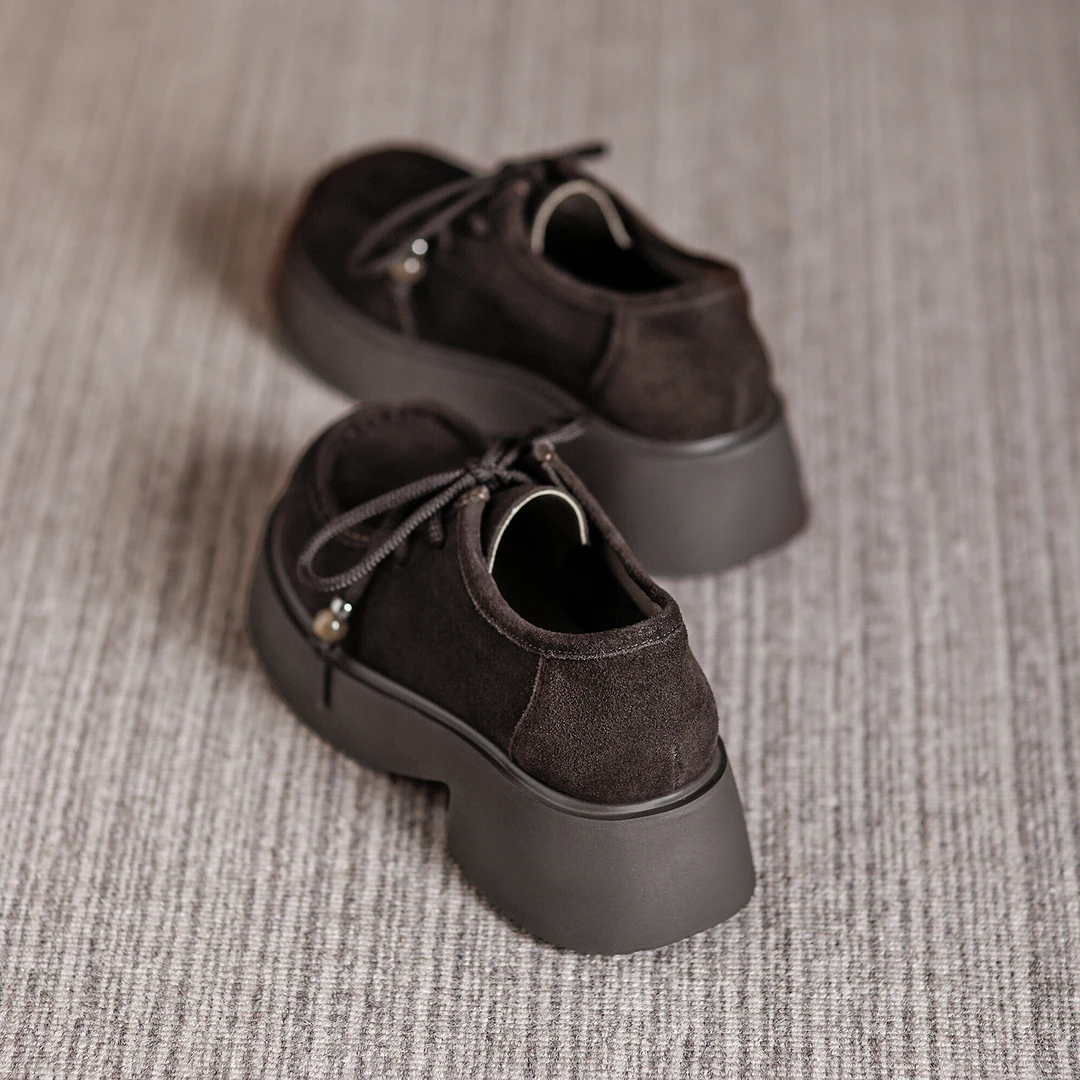 真皮厚底系带勃肯鞋女2025新款时尚轻便网红百搭配裙子显脚小单鞋