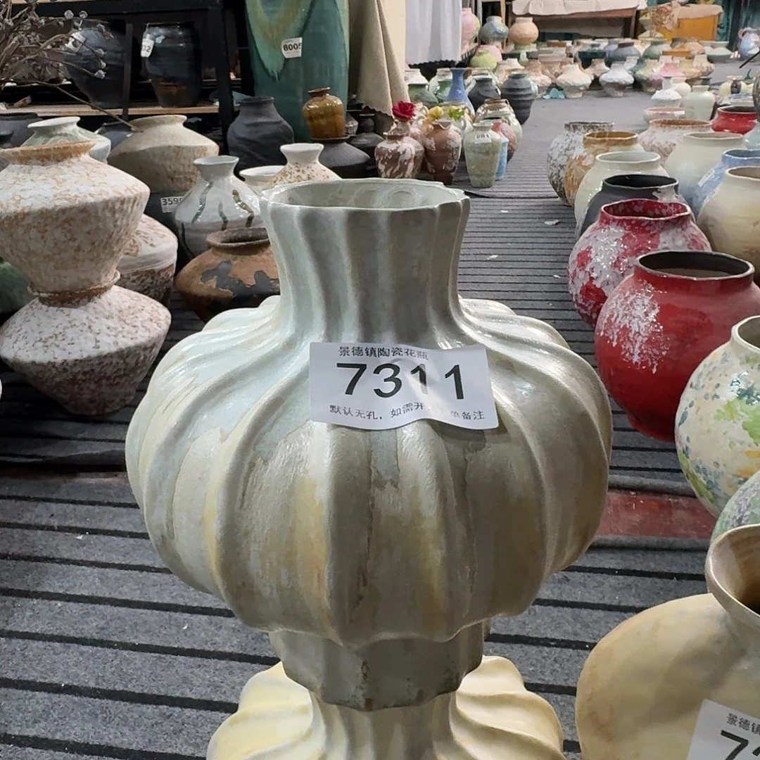 C***.陶摆件景德镇高温花瓶编码7311高28口8默认无孔