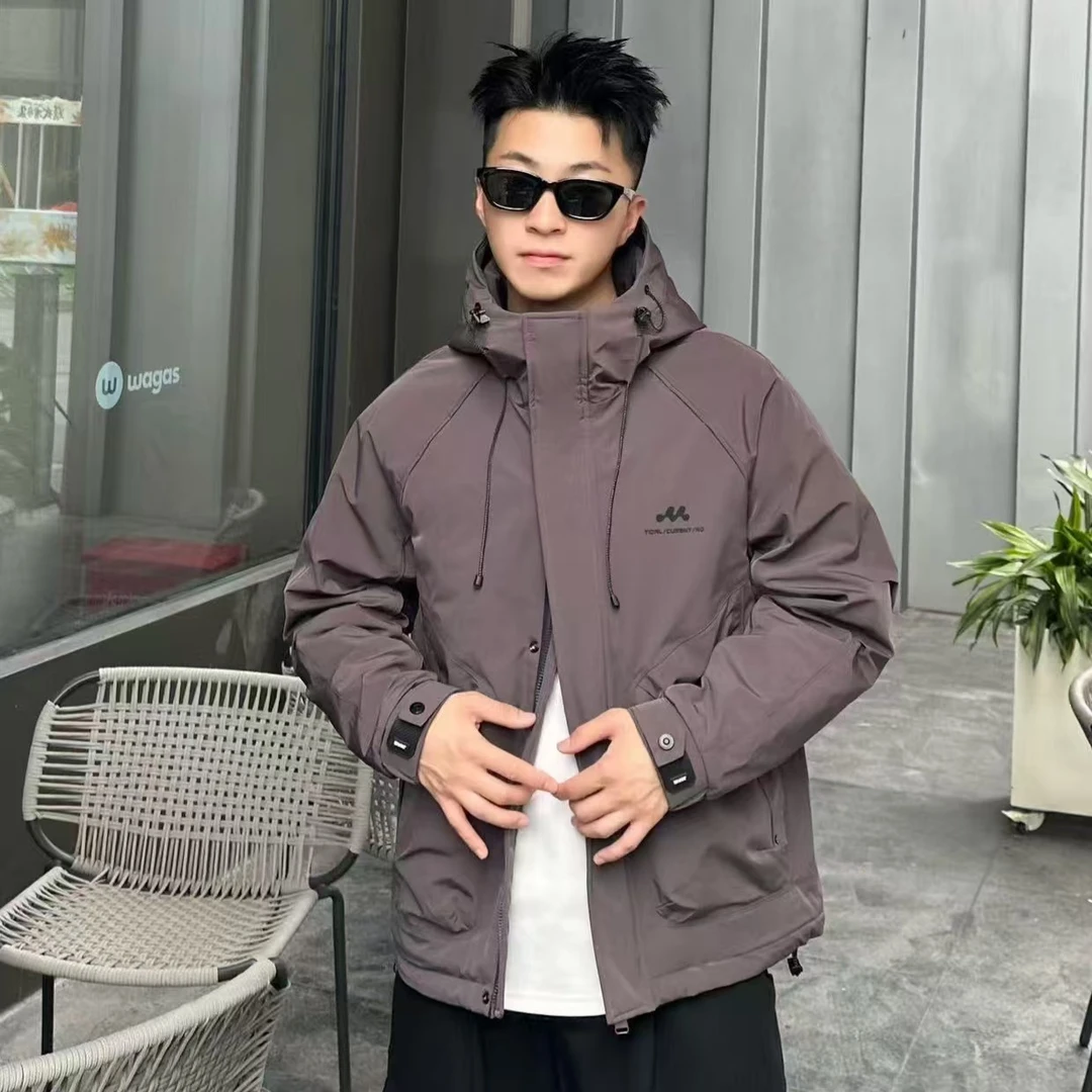 8001冬季新款加厚外套保暖防寒男装休闲防风轻薄连帽百搭上衣