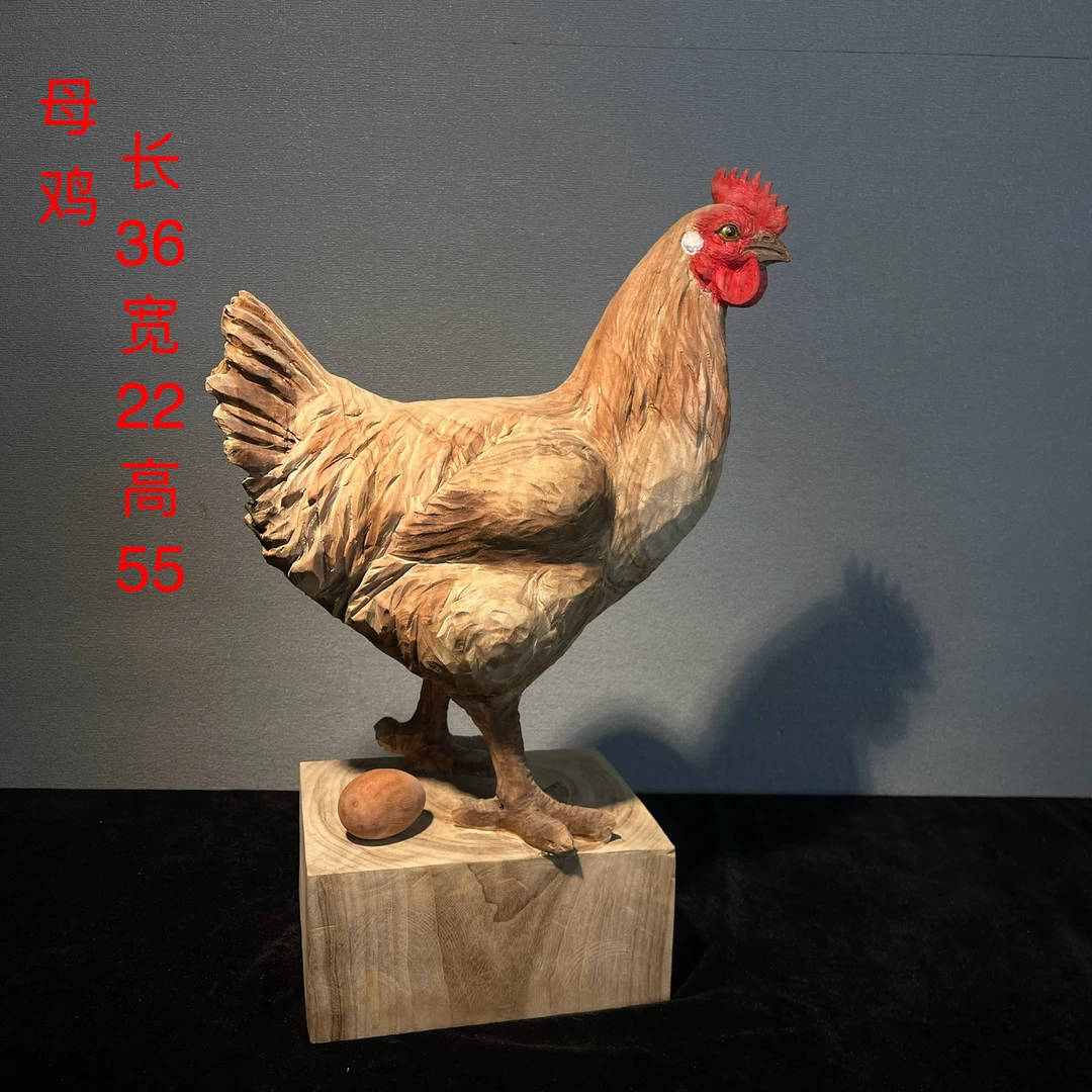 母鸡香樟木手工艺品桌上玄关居家创意饰品