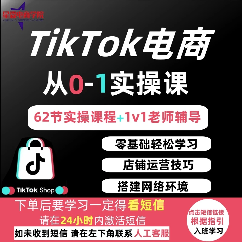 62节TikTok跨境电商新手 系统化实操课程视频（看短信开课程）