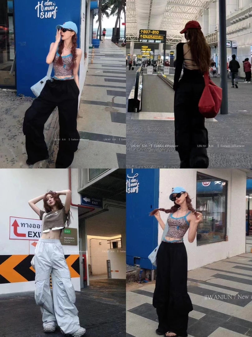 婉君【酷girl工装】春款直筒时尚阔腿宽松休闲裤LWJ23C3K678