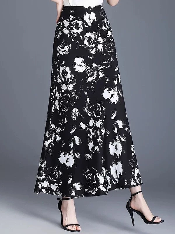 【正品】夏季薄款高腰包臀长裙印花垂感鱼尾裙女2563简