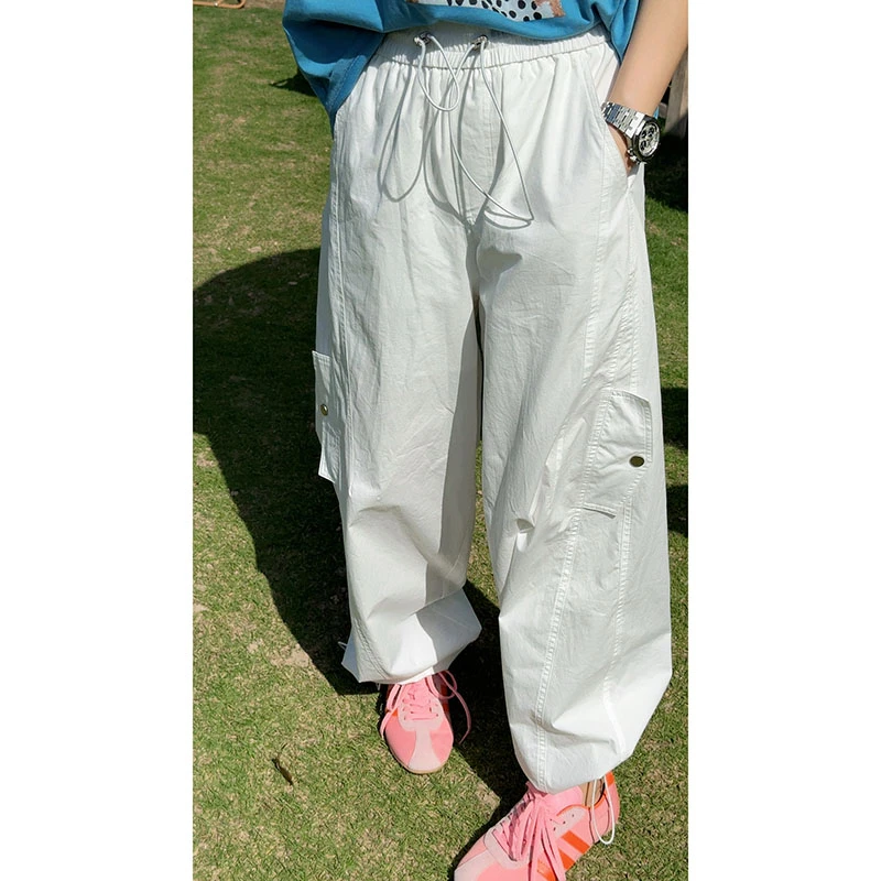 LYXZ x 大小与【白色工装】夏季新腰松紧宽松潮流工装休闲裤75973