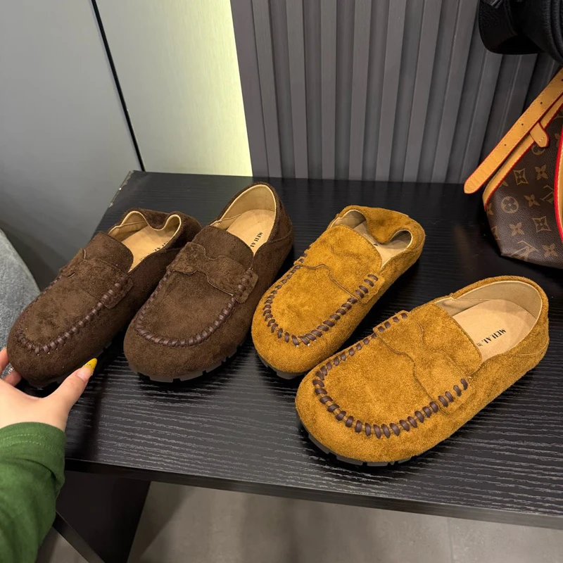 时尚豆豆鞋勃肯鞋2025新款秋季平底休闲乐福鞋百搭舒适编织女单鞋