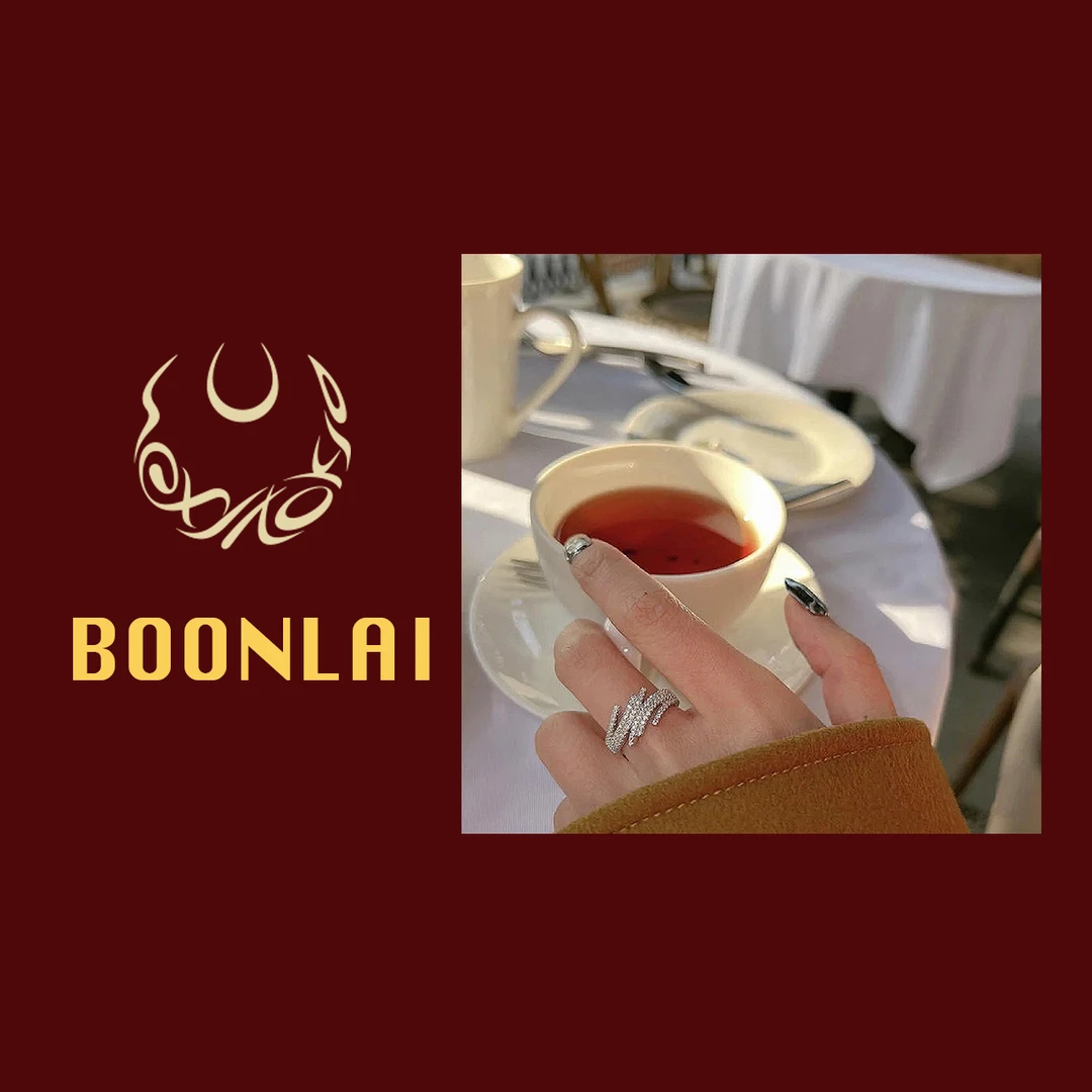 铜合金莫桑石戒指 Boonlai 银色满钻线条波浪戒指4181