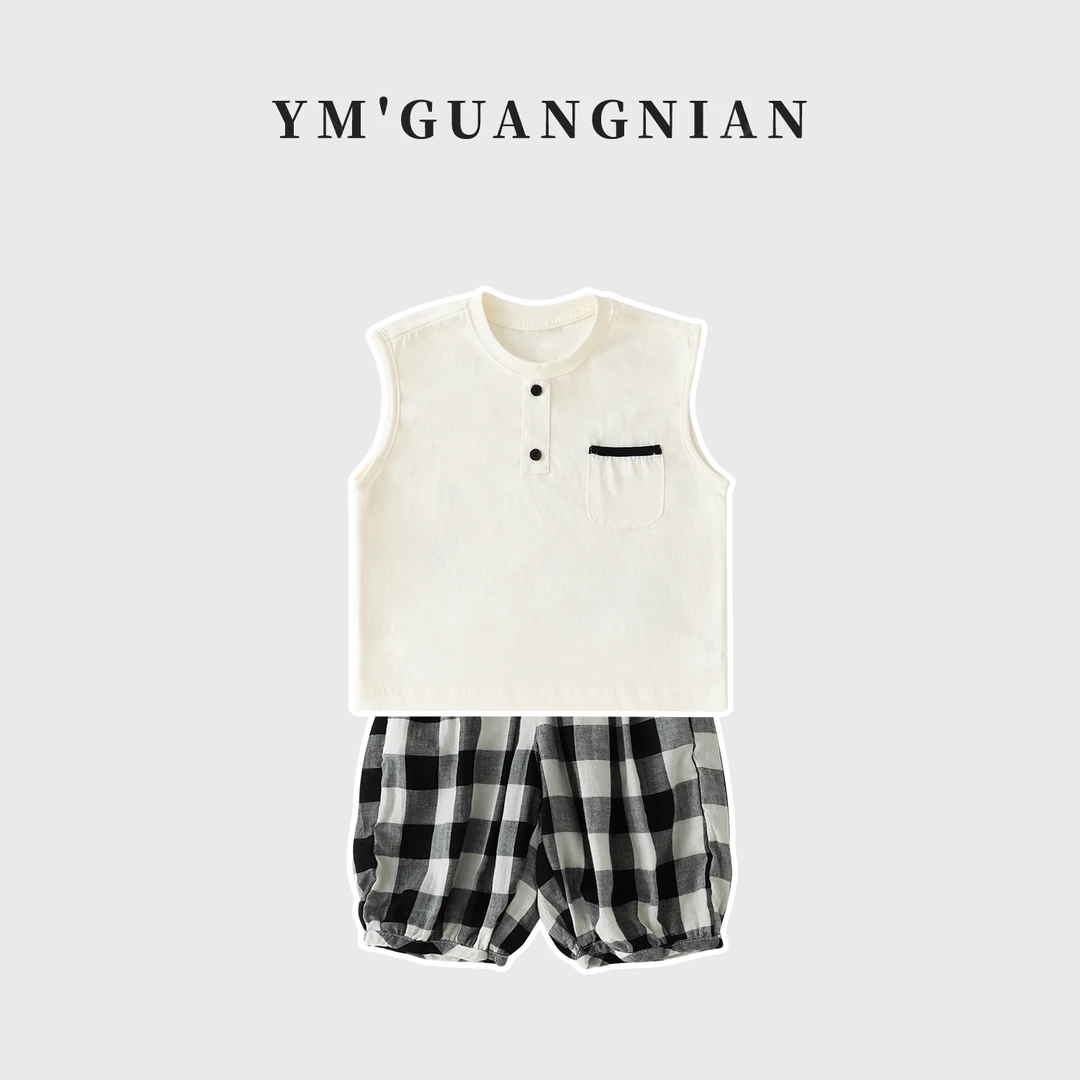 【幼棉光年】夏款短袖儿童质感韩版百搭舒适休闲衬衫套装1220895