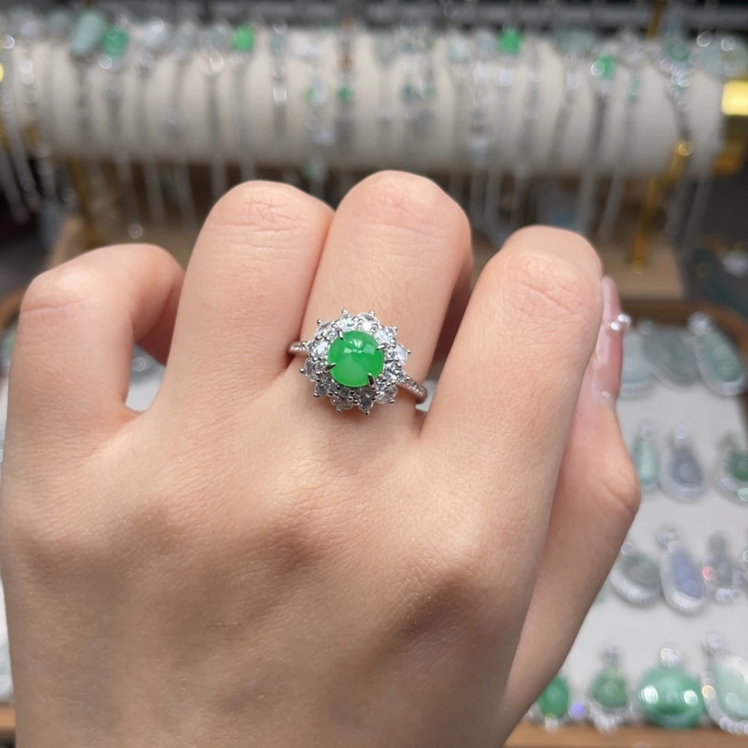 翡翠银S925镶嵌戒指