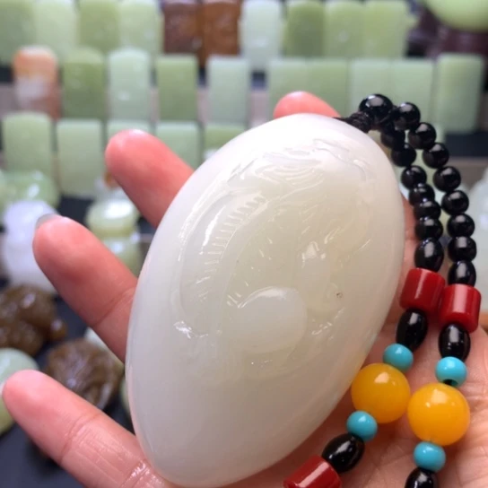 石材方解石手把件