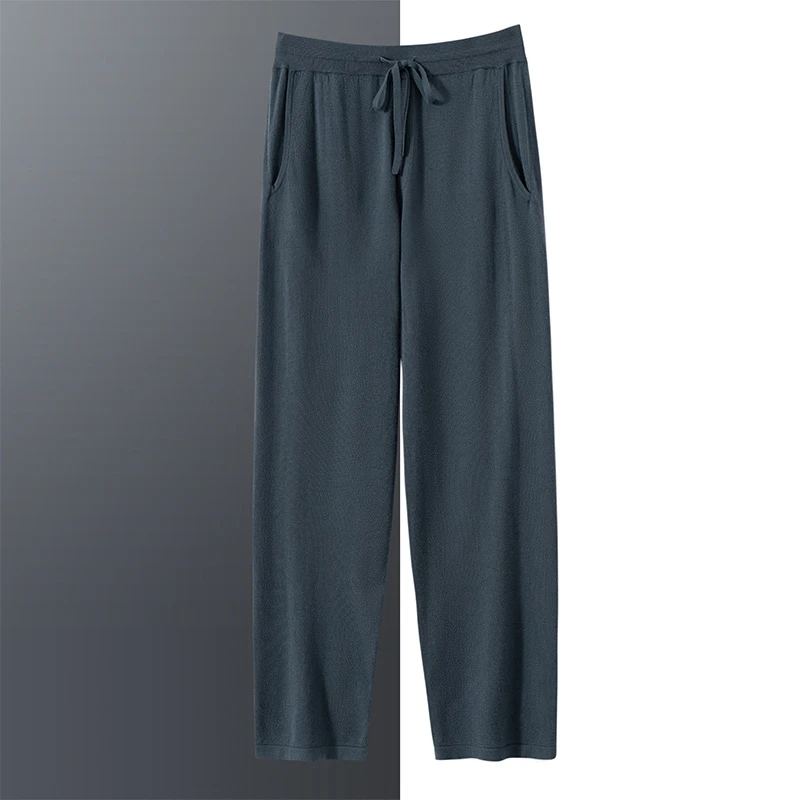 精纺纯山羊绒男士薄款直筒休闲裤春夏款