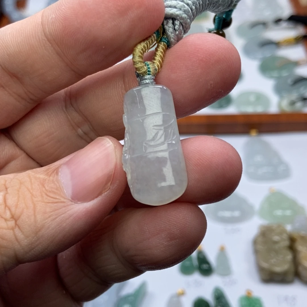 翡翠未镶嵌颈饰竹子 冰种 天然缅甸ａ货翡翠
