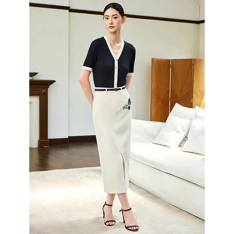 【真丝系列】YINER音儿2025早秋新款桑蚕丝V领毛针织衫8C35206840