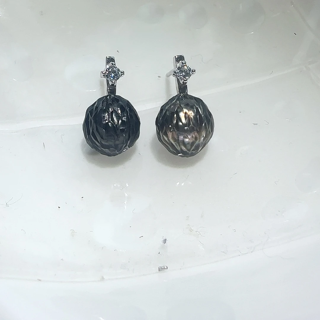 银S925镶嵌耳饰海水珍珠