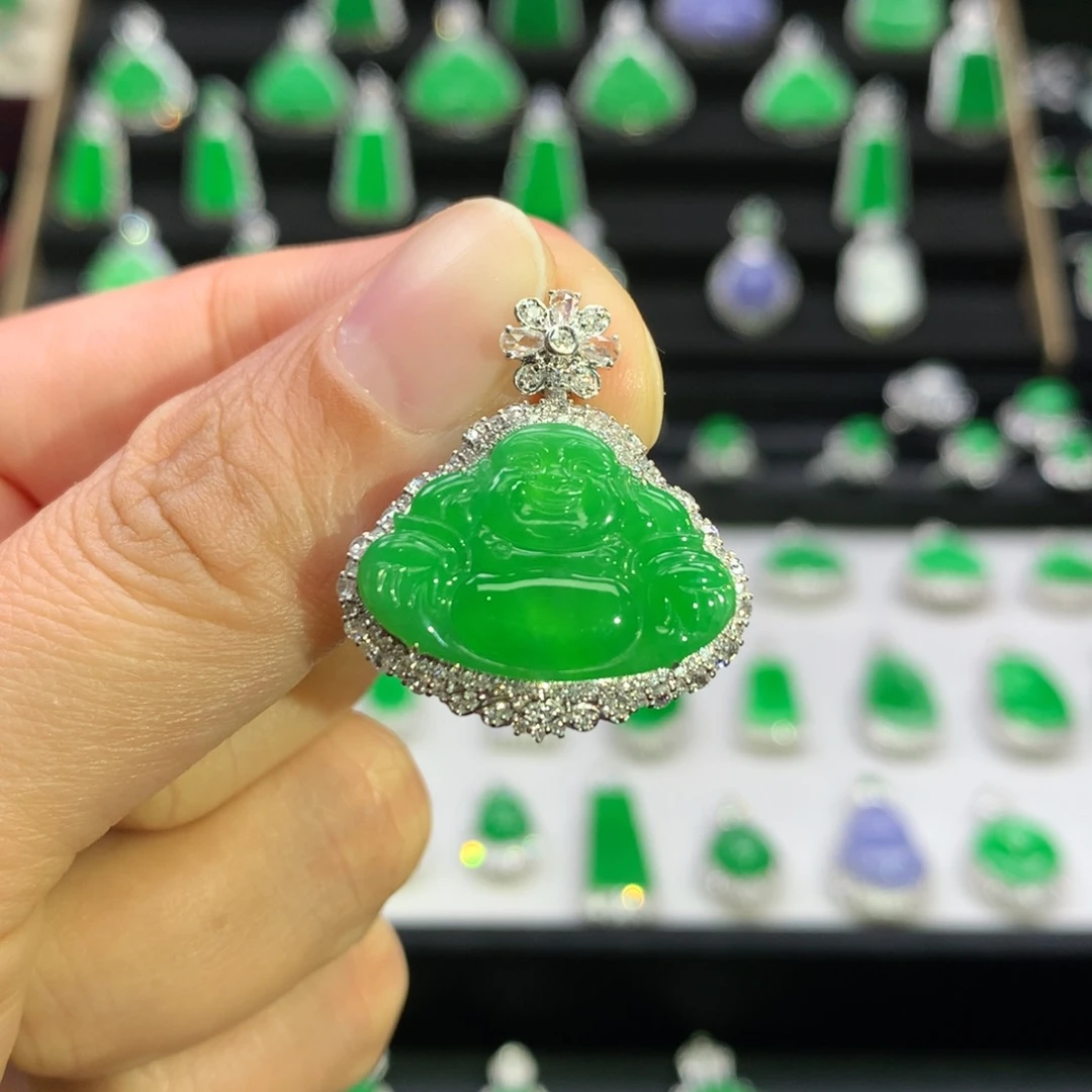 翡翠吊坠(不含链)18K金镶嵌