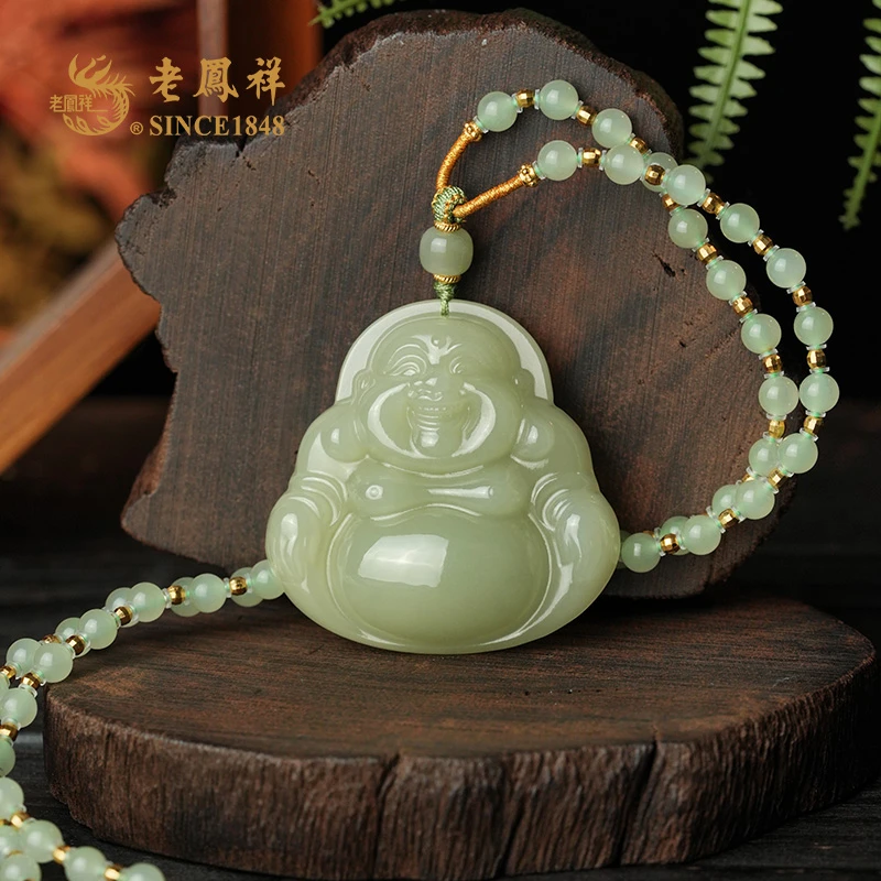 老鳯祥和田玉中晴水 佛公吊坠 项坠多样性发一件 C04584