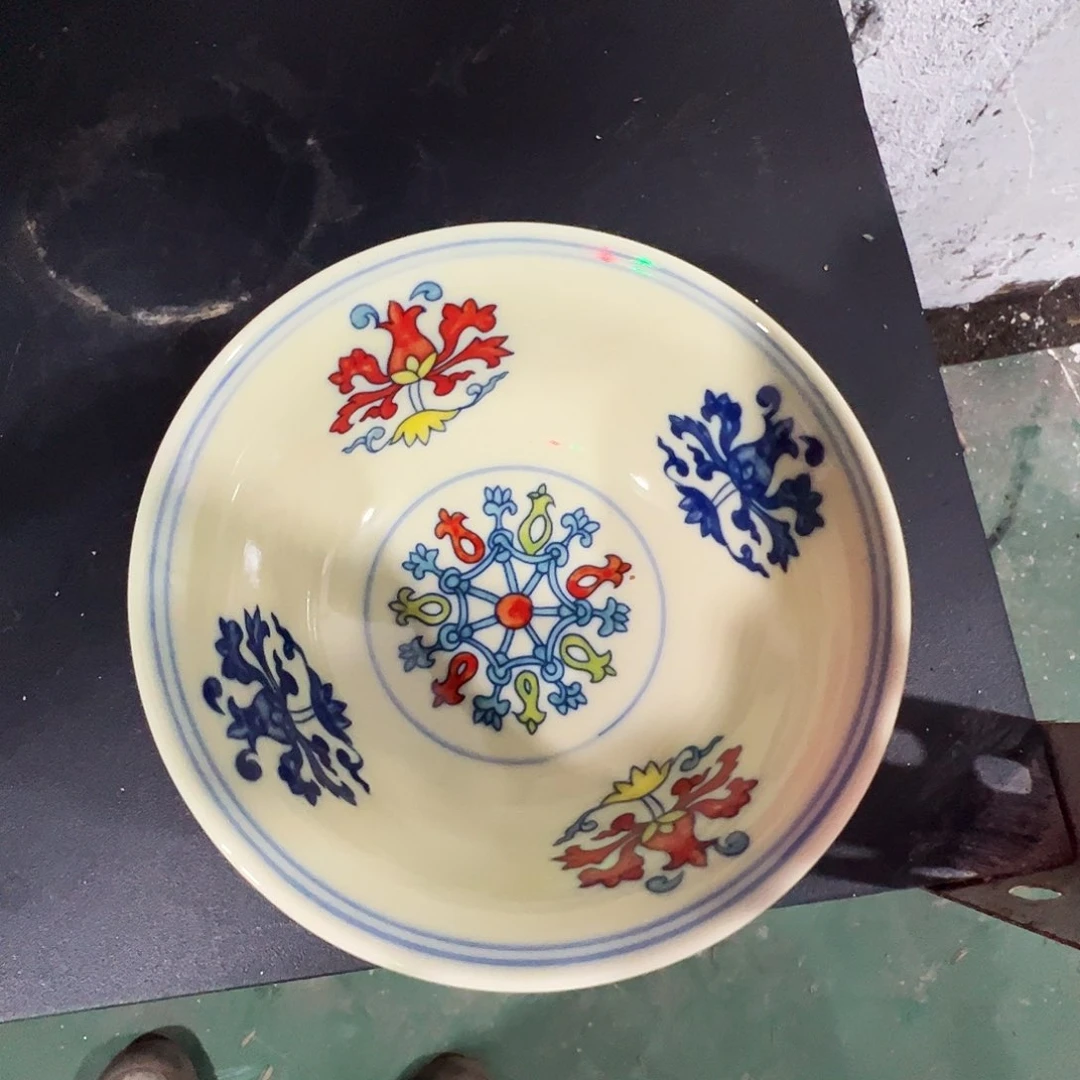 瓷片景德镇陶瓷黄嘟嘟宝相米饭碗一只