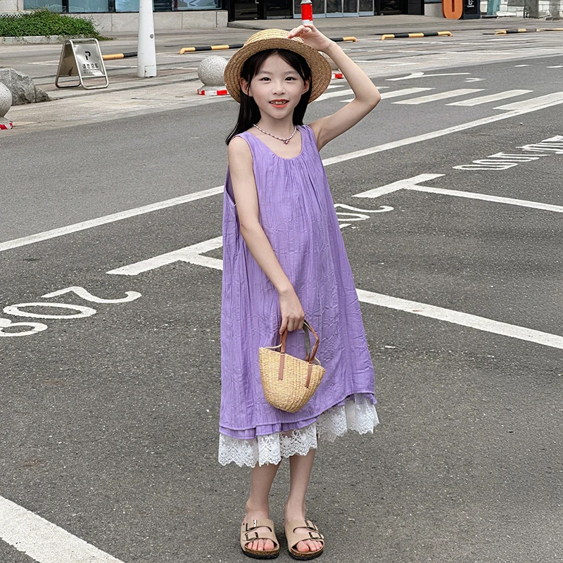 女童连衣裙夏款2025新款小女孩夏季洋气背心裙儿童网红度假沙滩裙