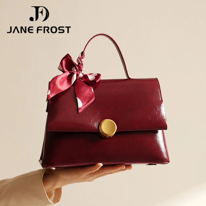 婚包女复古红色包包2025新款油蜡皮手提斜挎包高级感结婚新娘包