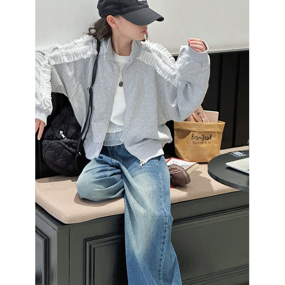 K29380甜美女童卫衣外套2025秋装新款儿童上衣春秋休闲拉链衫时髦