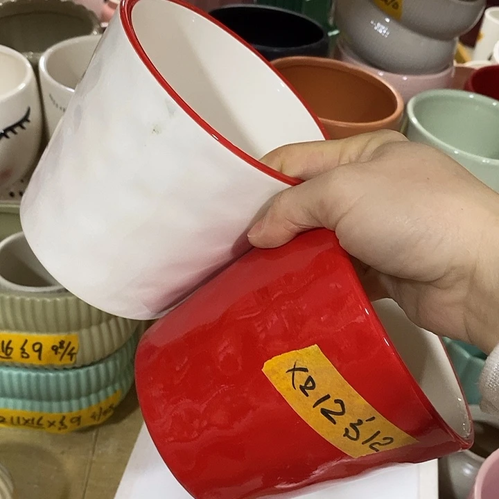 陶摆件陶盆有孔 瑕疵针孔漏釉介意勿拍外口 12外高12