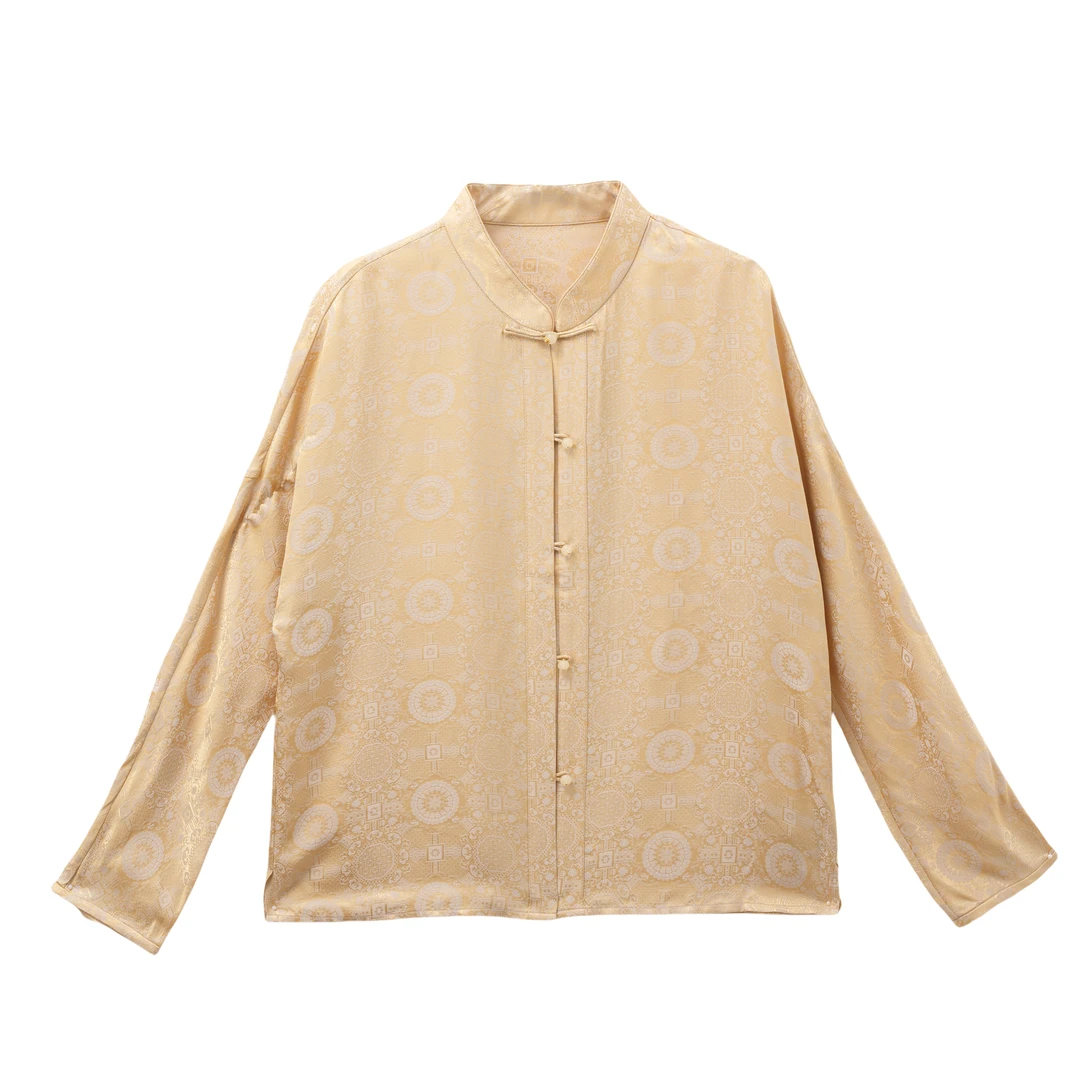 晚吟-YZQS860079新中式桑蚕丝衬衣时尚气质衬衫女装提花休闲中国