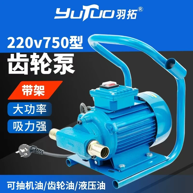220v750手提式电动抽油泵齿轮泵机油齿轮油液压油抽油泵，