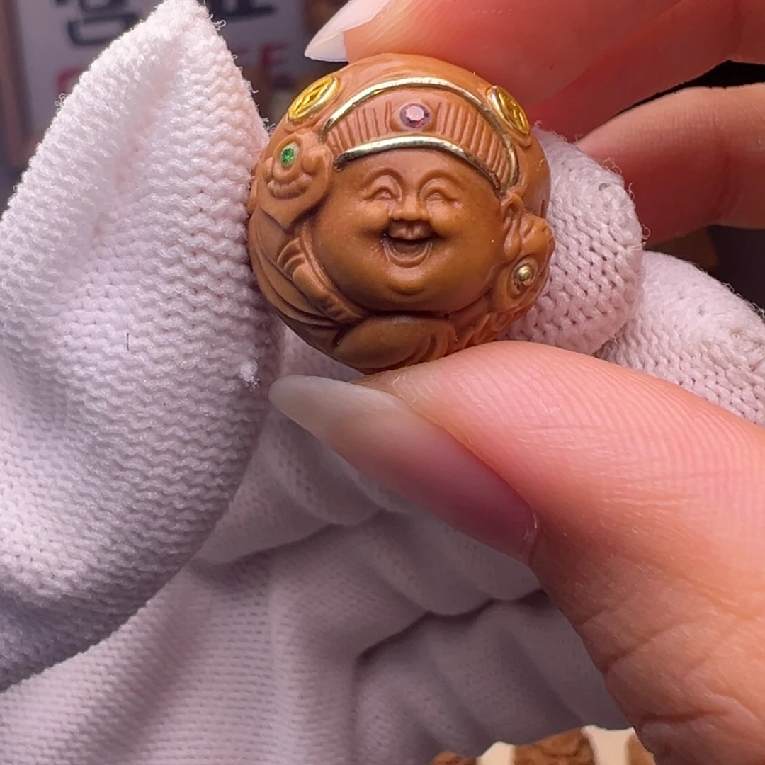 把件猴头核桃镶嵌款财迷全品有正常封口线