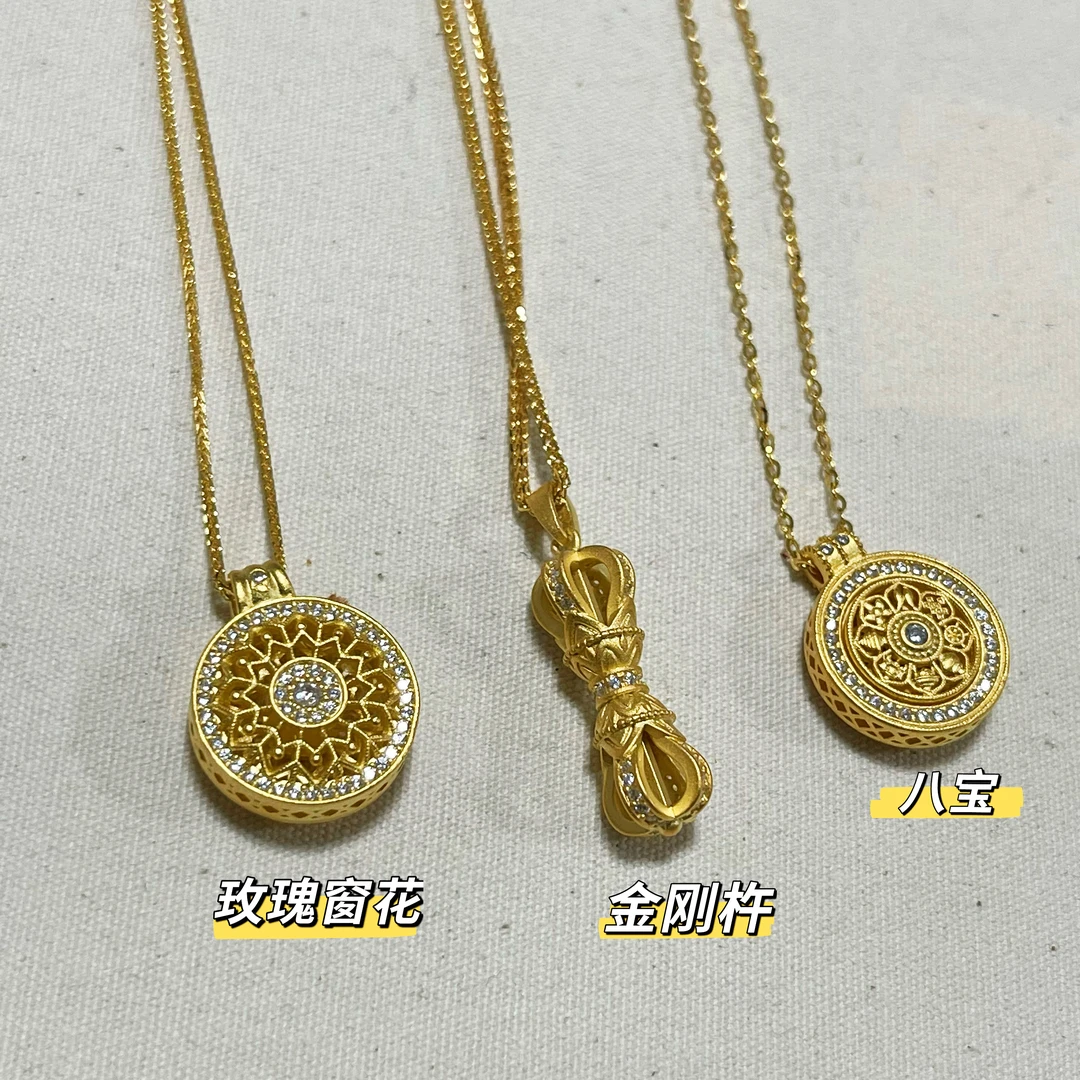 坠链均925银 ｜古法窗花金刚杵八宝项链 04