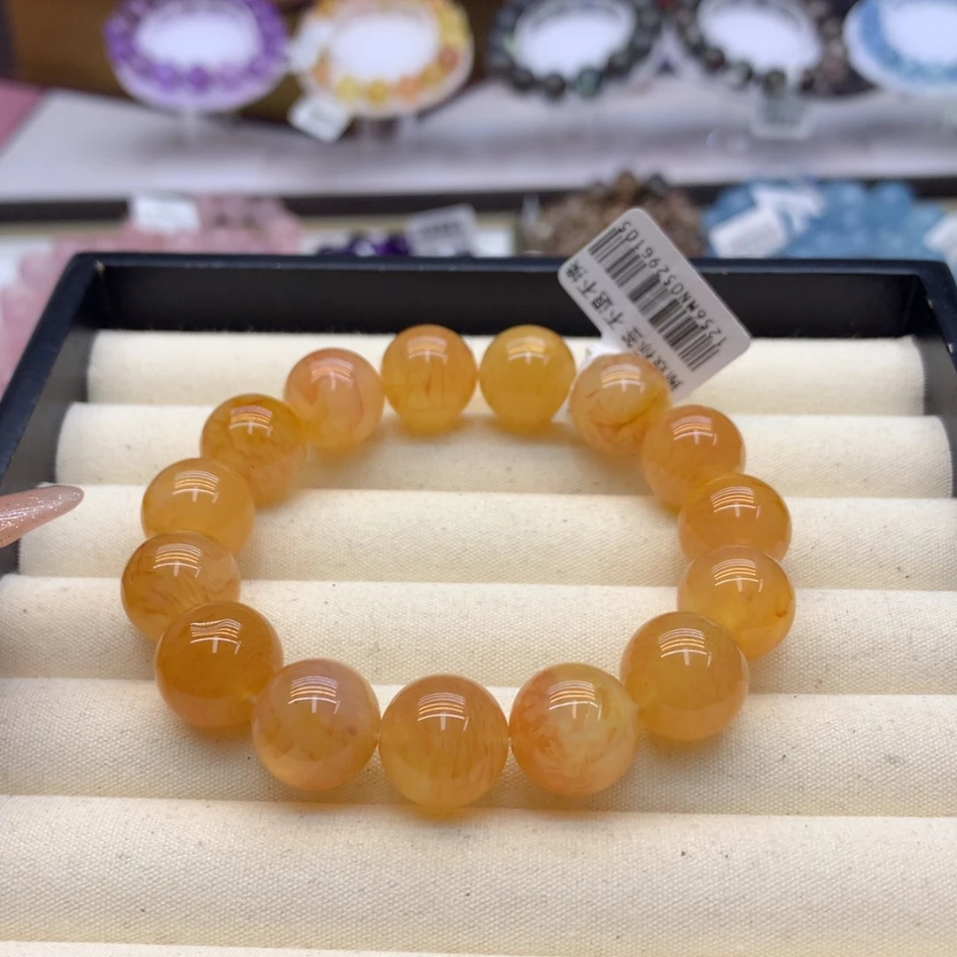 水晶手串未镶嵌龙纹玛瑙13+