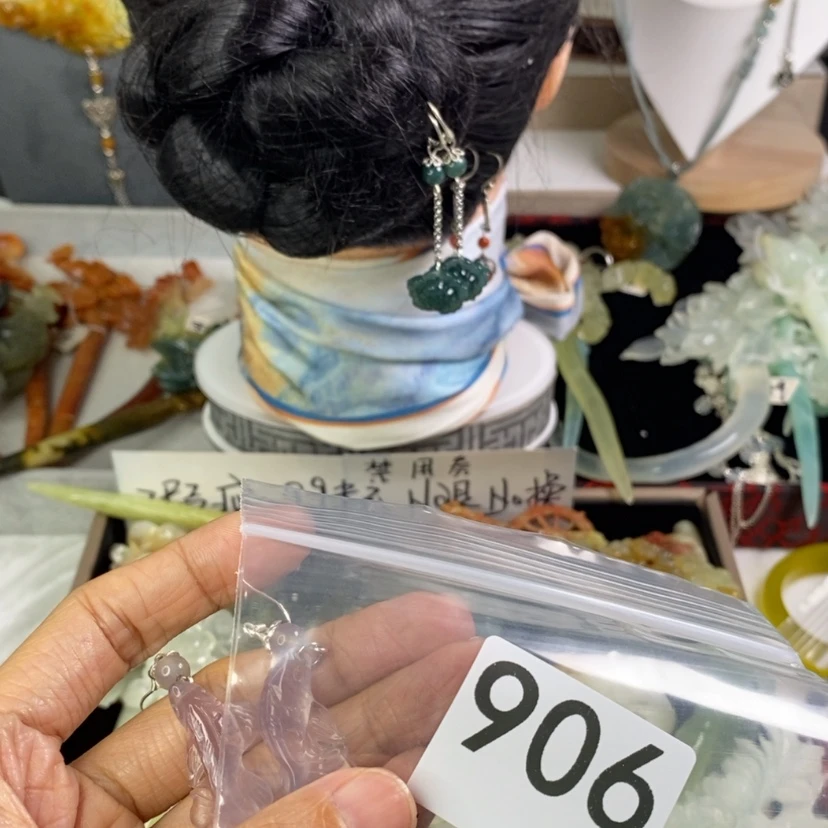 【闪购商品】岫玉发饰未镶嵌二*