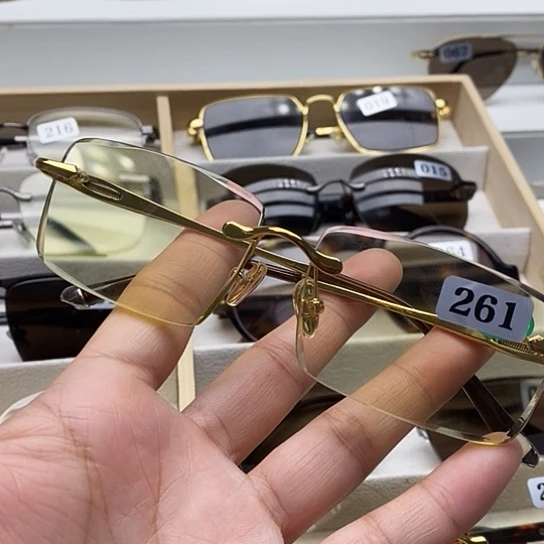 无框款纯天然石头水晶眼镜