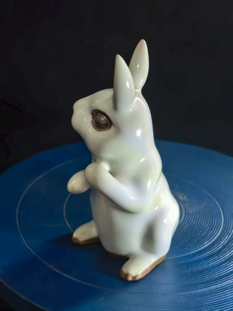 钧瓷茶宠摆件—白兔高12CM—神垕镇原产地