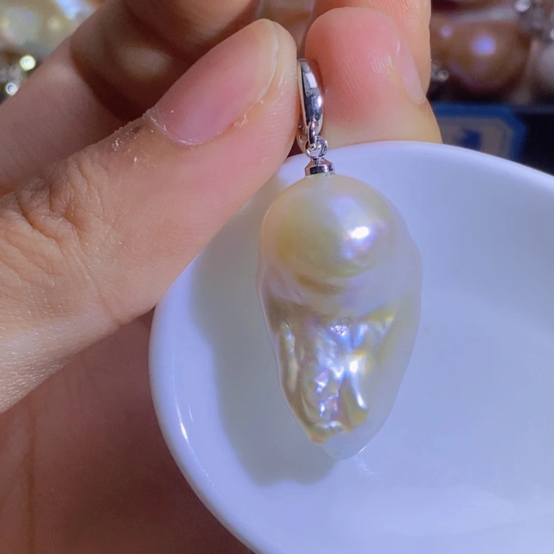 银S925镶嵌淡水珍珠微瑕天然淡水珍珠