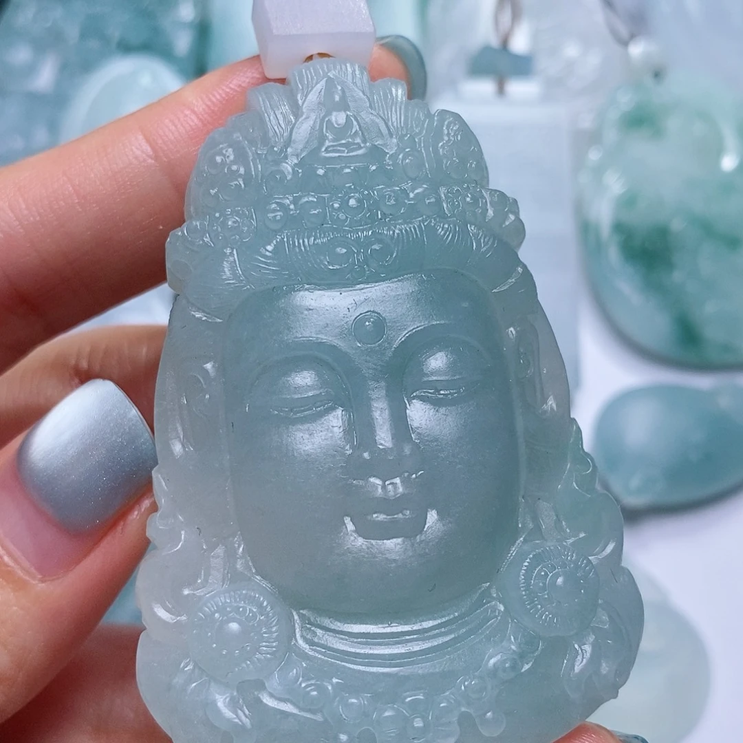 定制翡翠未镶嵌毛货付款后确认抛光