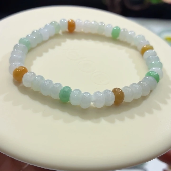 翡翠未镶嵌手链冰胶卡6鼓珠福利款