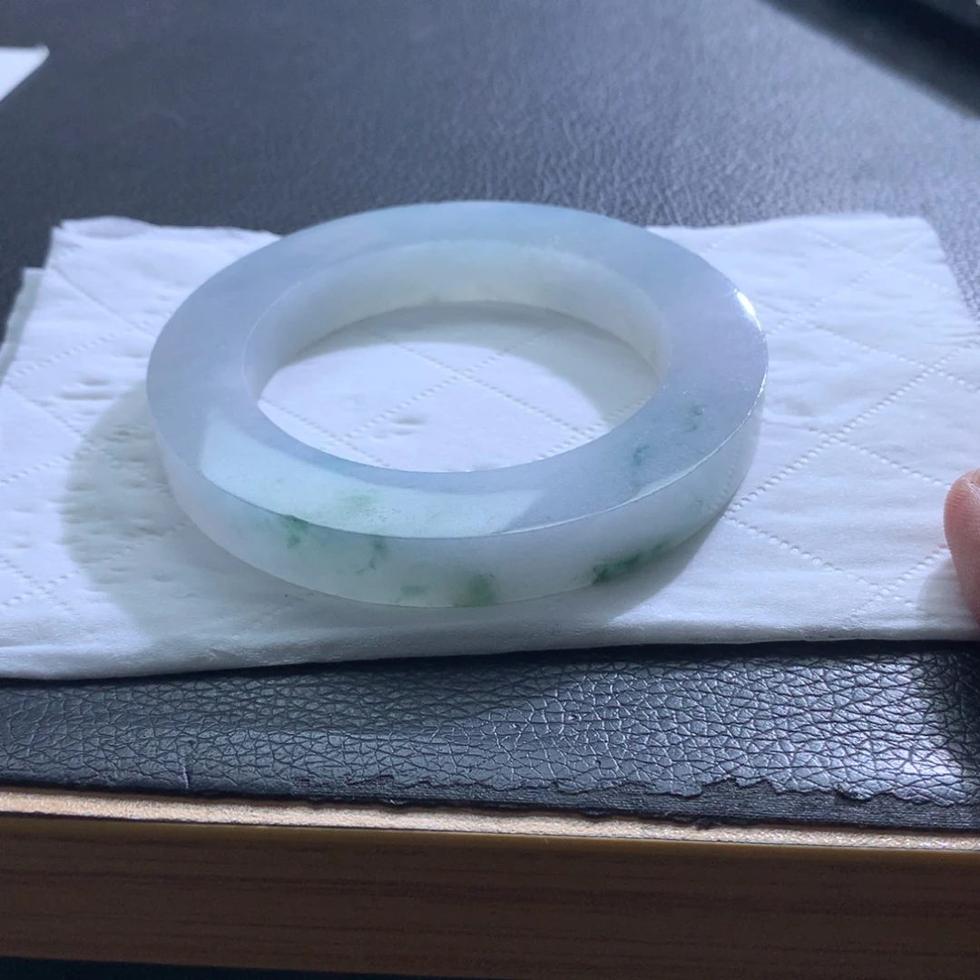 定制翡翠未镶嵌翡翠手镯冰飘花圆条