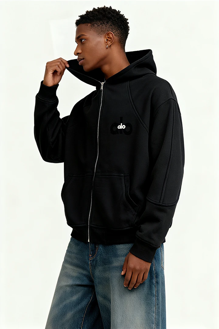 【033编号】2025新款重工刺绣字母连帽卫衣外套