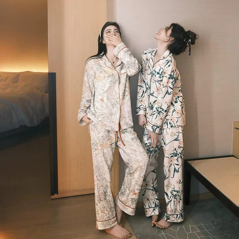 “fafa法奢睡衣”贵妇们的秘密花园100精梳棉双层提花满印睡衣大码