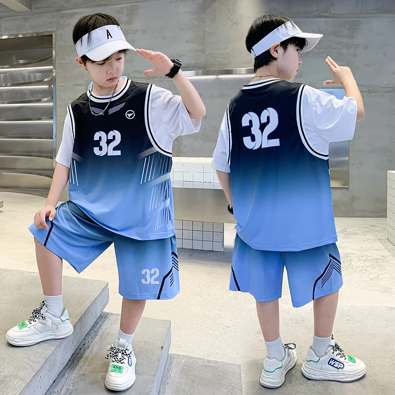 男童夏装速干套装篮球服2025新款男孩夏季运动球衣洋气儿童夏款潮