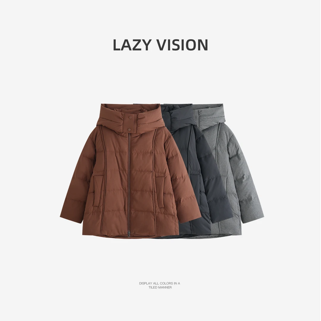 LAZYVISION女士中长款90鹅绒羽绒服ZMD-34358