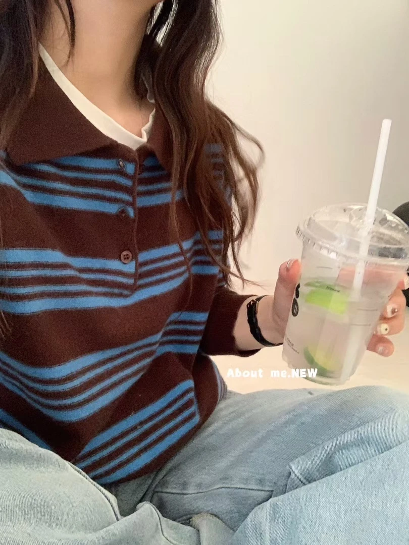 条纹慵懒风毛衣外套女宽松2025秋季新款韩版软糯长袖针织开衫