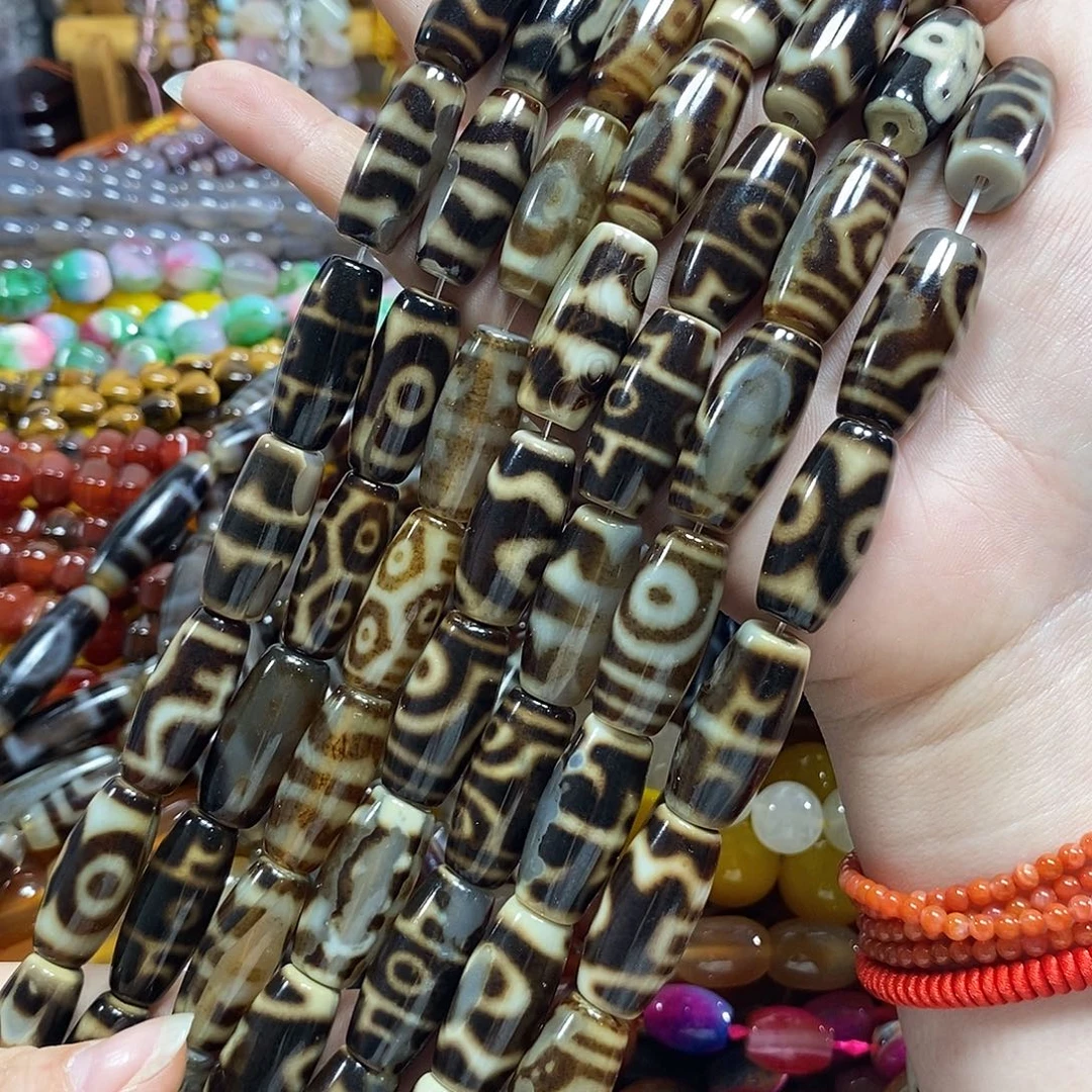 玛瑙/玉髓未镶嵌珠宝半成品天珠一条卡13*29mm