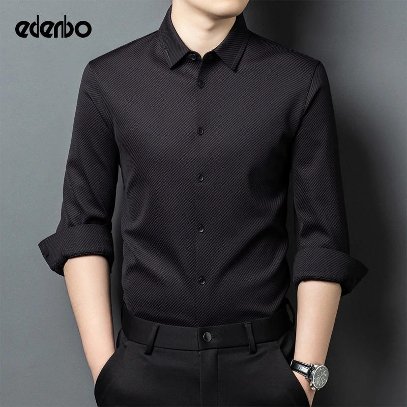 【商场同款】爱登堡加绒衬衫男士秋冬季高档休闲商务保暖长袖衬衣服