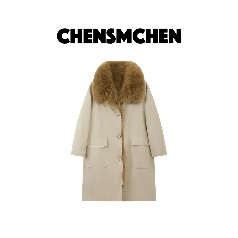 CHENSMCHEN 时尚百搭翻领派克服女冬季轻奢保暖外套CSD11211QQ