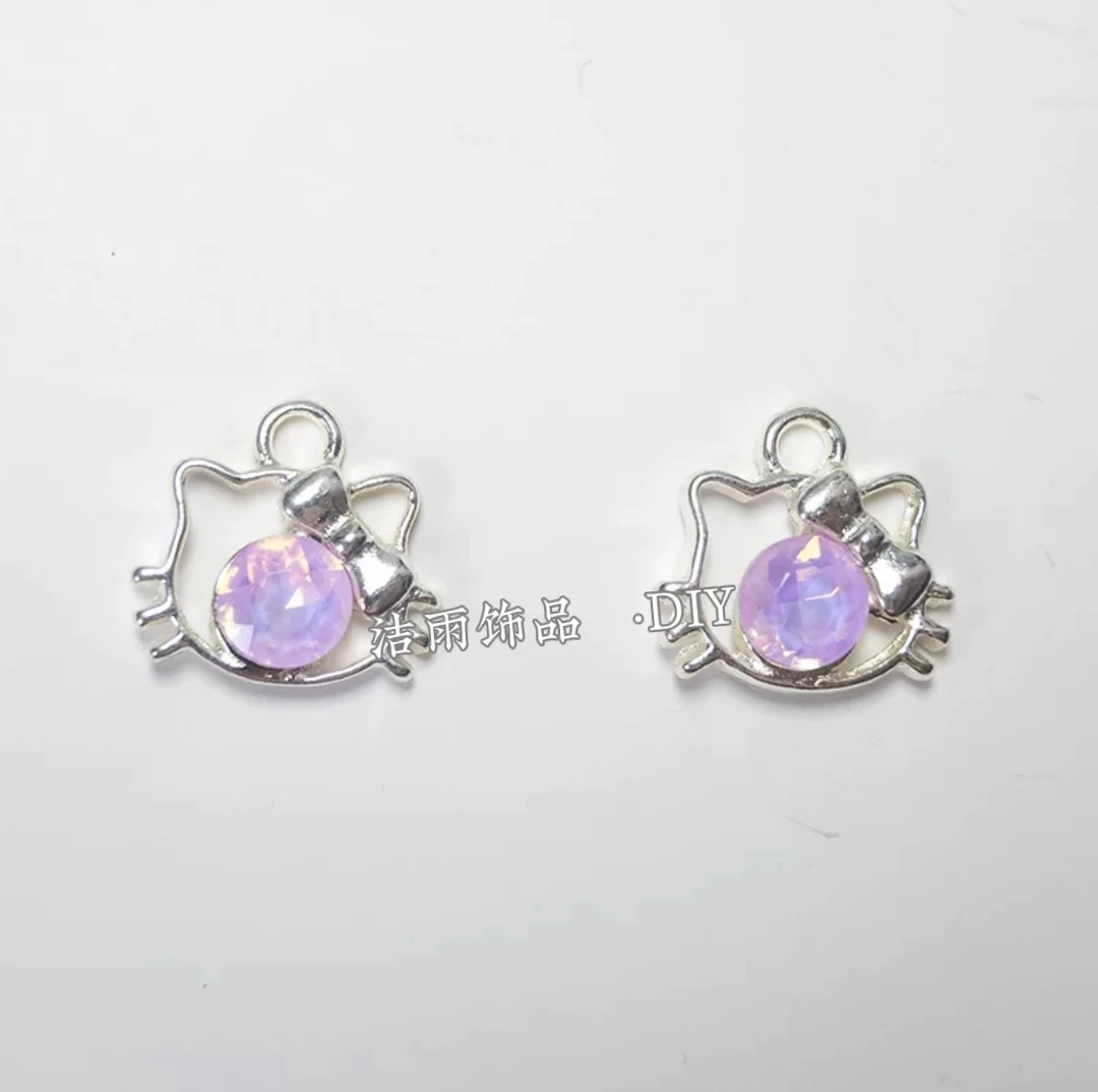 (洁雨饰品 DIY)  P759  “ 可爱kitty ”  紫色猫头保色挂坠diy饰品