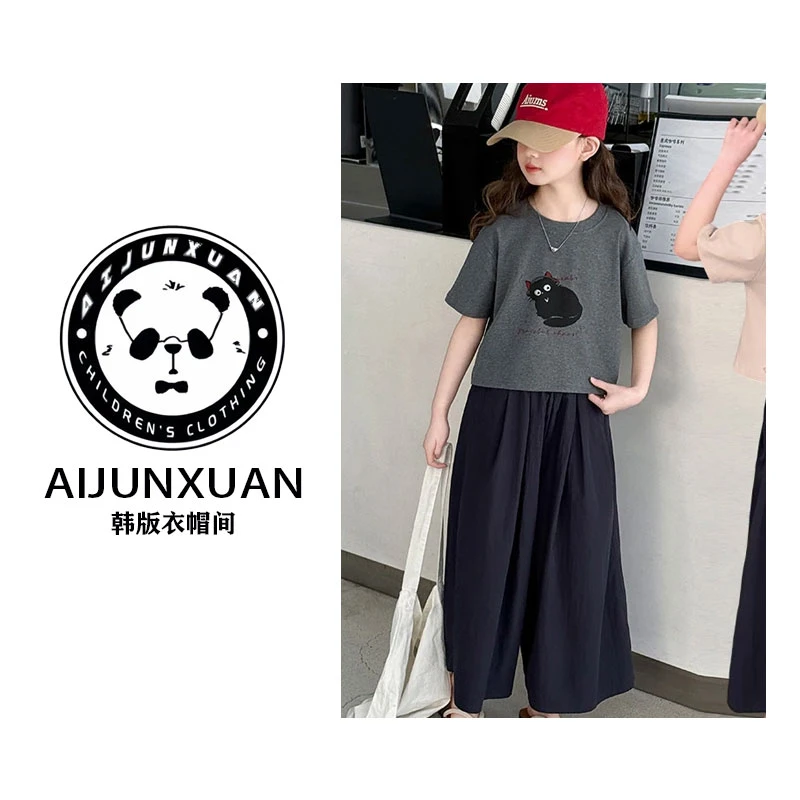 【现货】2025韩版套装韩版夏季印花女童中大童
