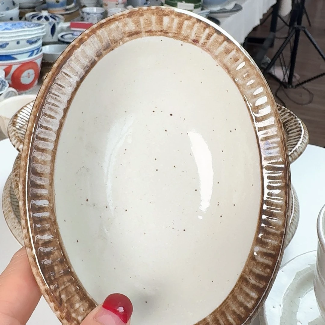 瓷片1只粉引15.3厘米船型钵